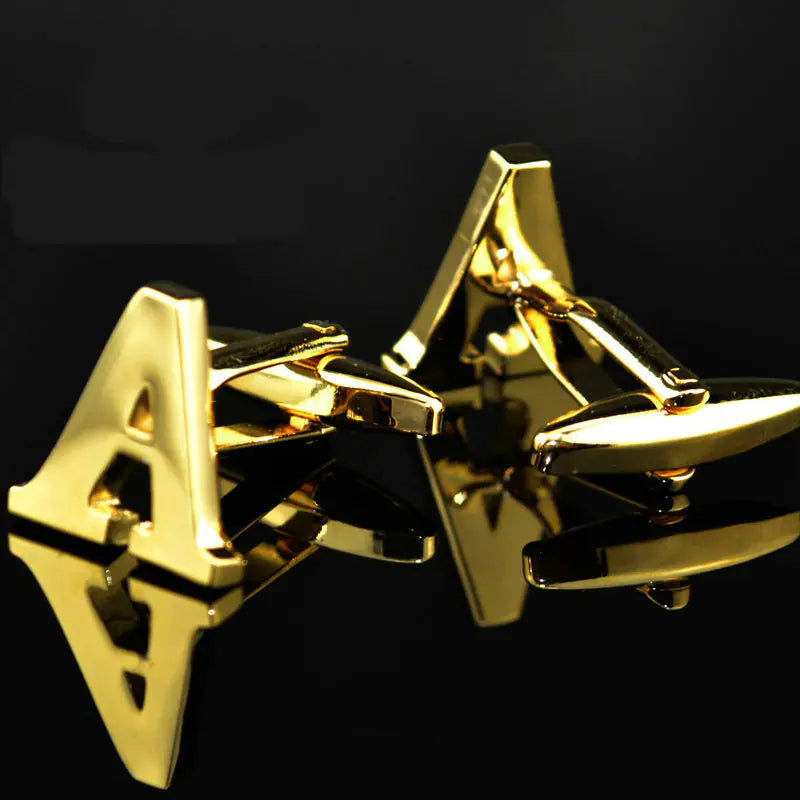 Men's French Cufflinks with English Letter Design