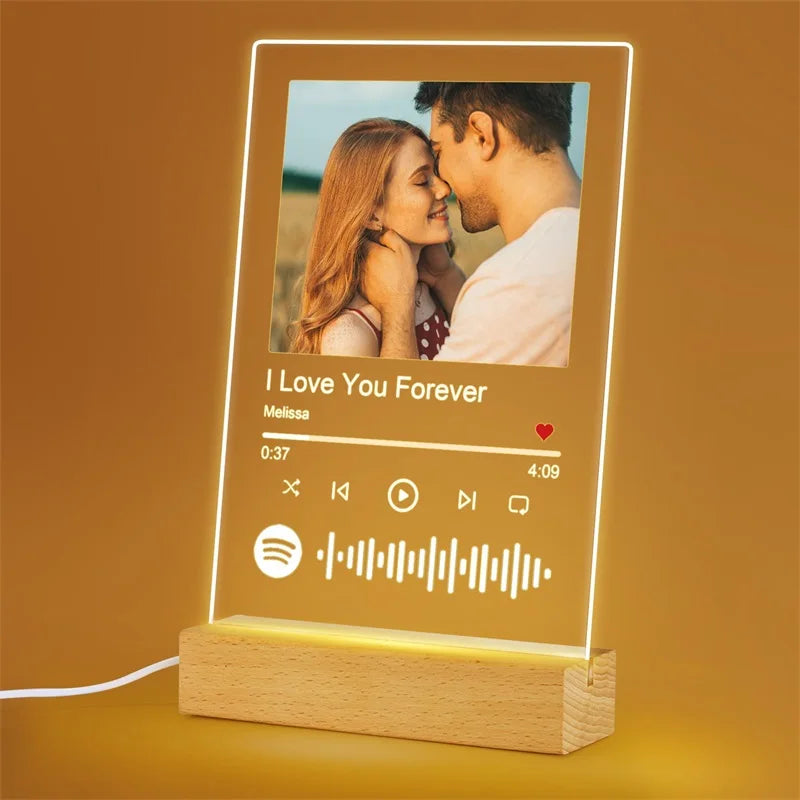 Custom Spotify Plaque Acrylic Spotify Music Frame Personalized Picture Song Plaque Customized Night Light Picture Gifts for Her