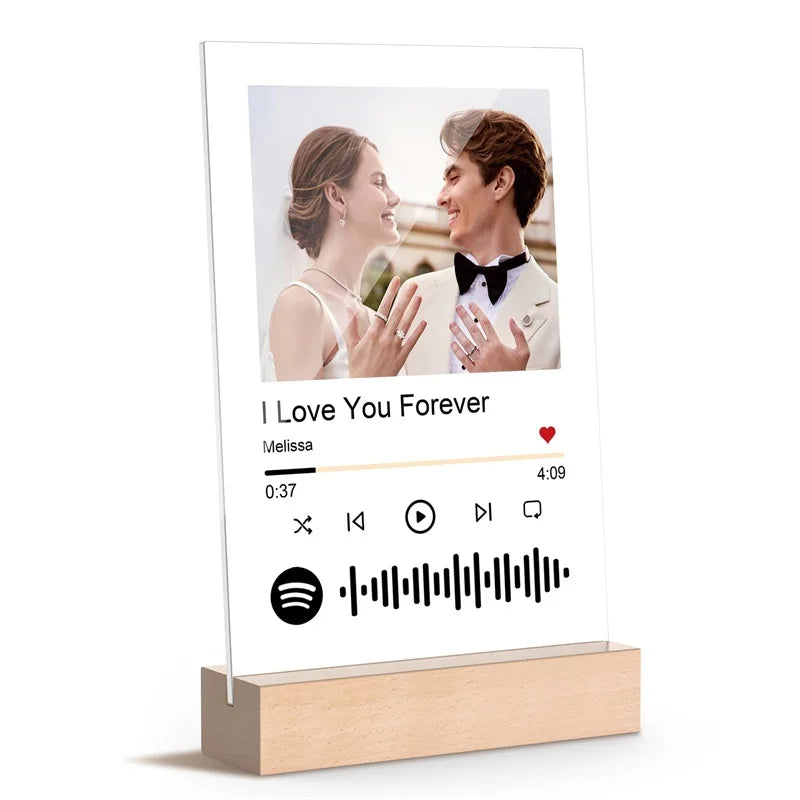 Custom Spotify Plaque Acrylic Spotify Music Frame Personalized Picture Song Plaque Customized Night Light Picture Gifts for Her