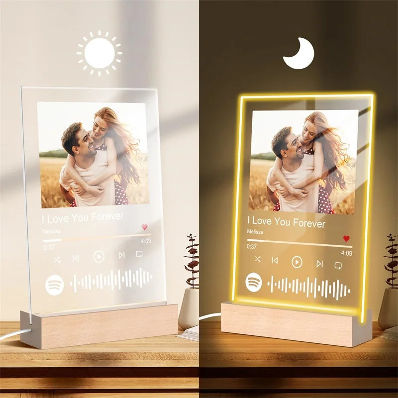 Custom Spotify Plaque Acrylic Spotify Music Frame Personalized Picture Song Plaque Customized Night Light Picture Gifts for Her