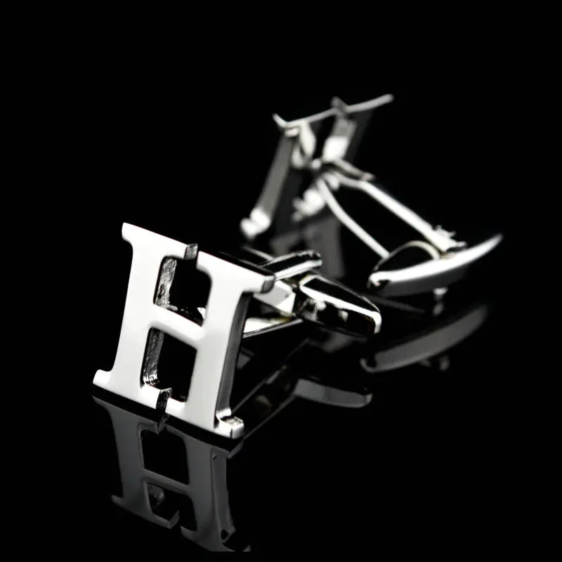 Men's French Cufflinks with English Letter Design
