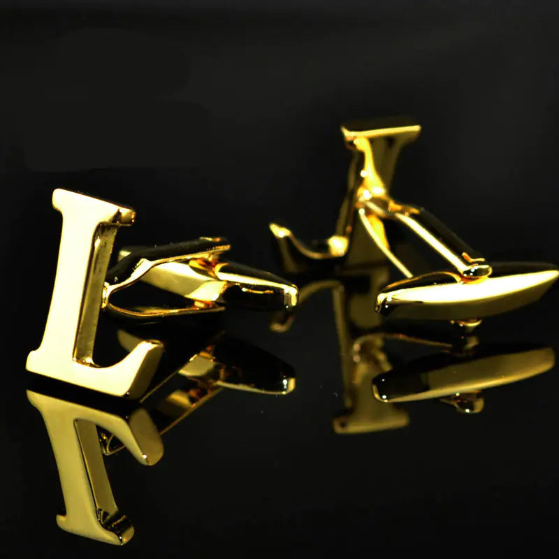 Men's French Cufflinks with English Letter Design