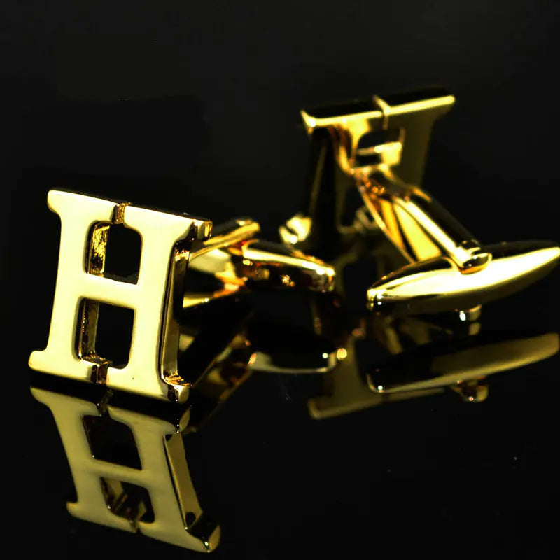 Men's French Cufflinks with English Letter Design