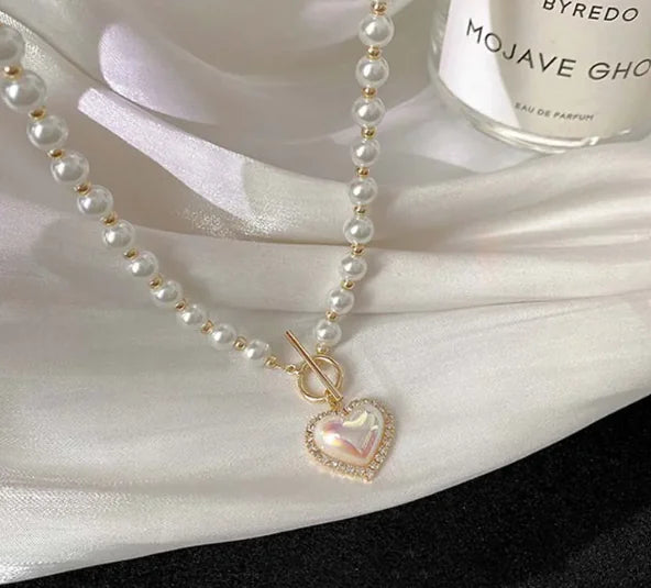 Elegant Pearl Love Necklace