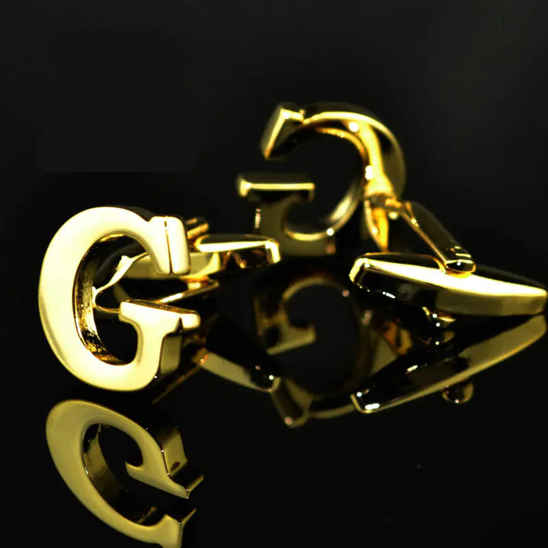 Men's French Cufflinks with English Letter Design