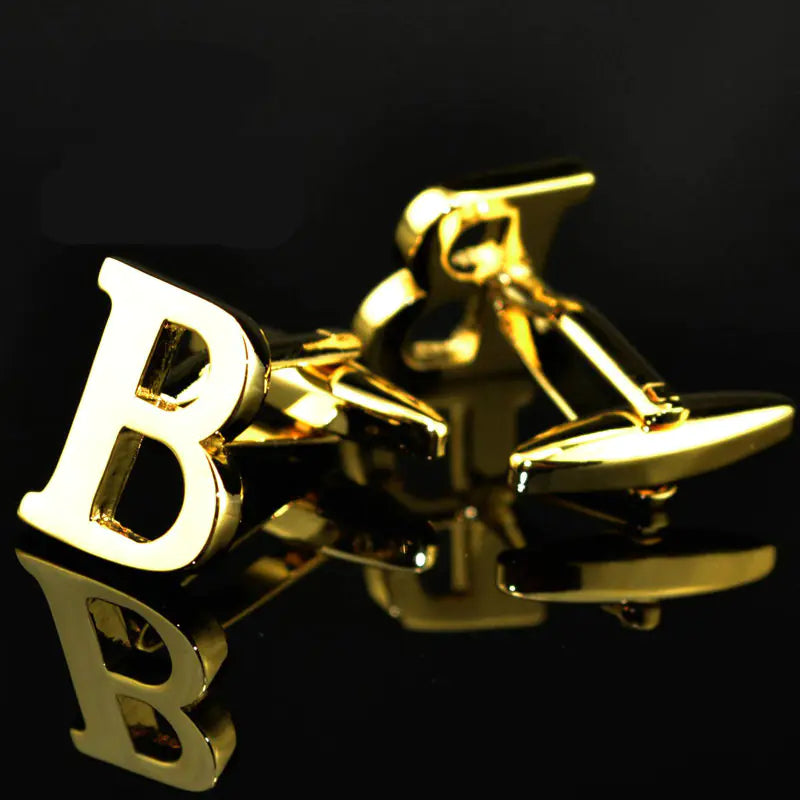 Men's French Cufflinks with English Letter Design