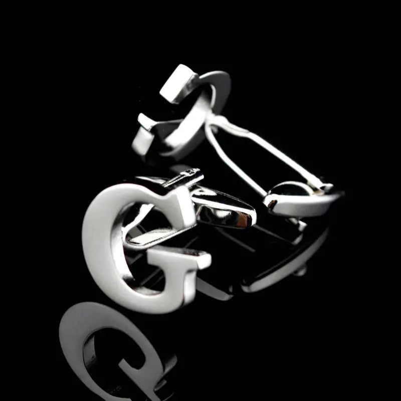 Men's French Cufflinks with English Letter Design
