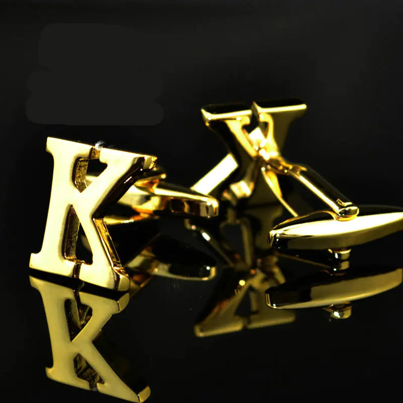 Men's French Cufflinks with English Letter Design