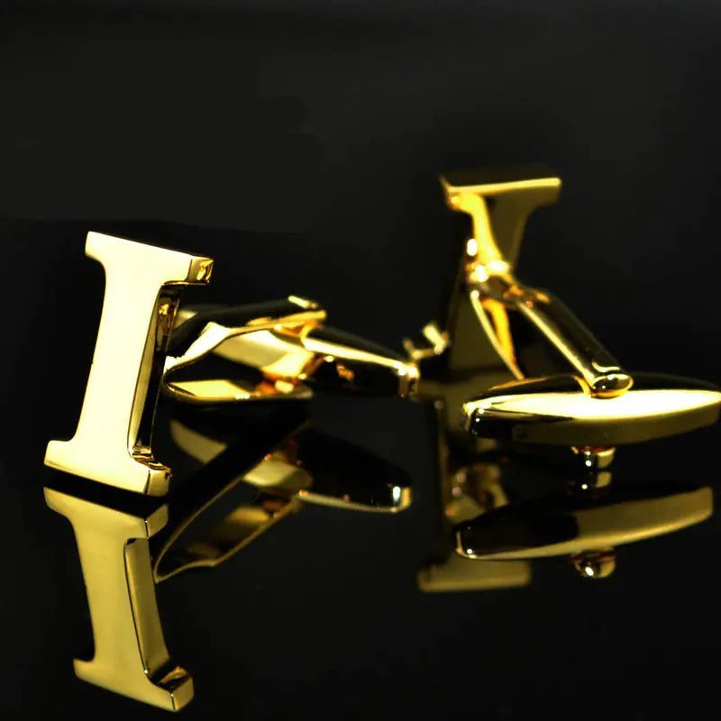 Men's French Cufflinks with English Letter Design
