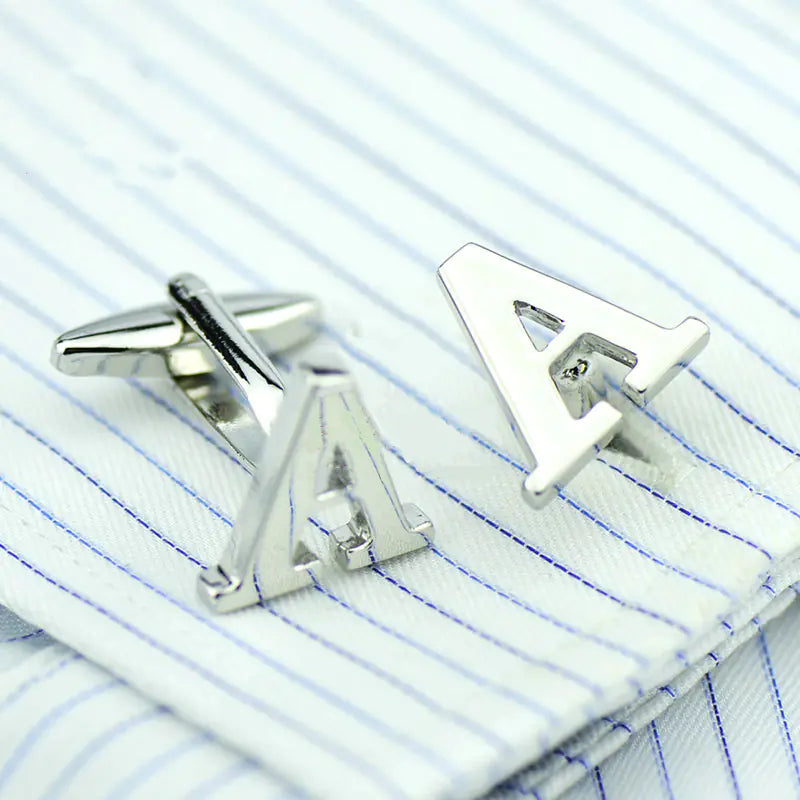 Men's French Cufflinks with English Letter Design