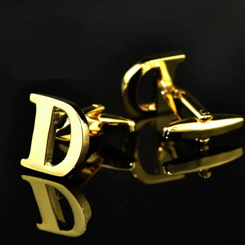 Men's French Cufflinks with English Letter Design