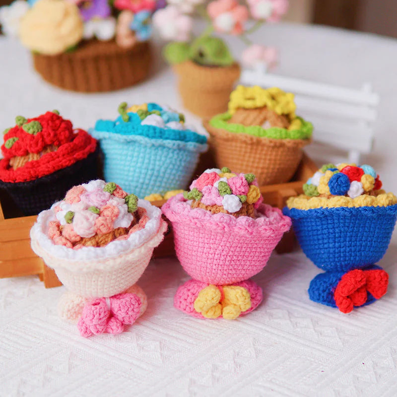 Bouquet de mariée en laine fait main